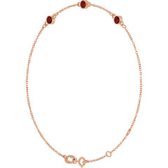 14K Rose Gold Natural Mozambique Garnet Bezel-Set Three-Stone 6 1/2-7 1/2" Bracelet