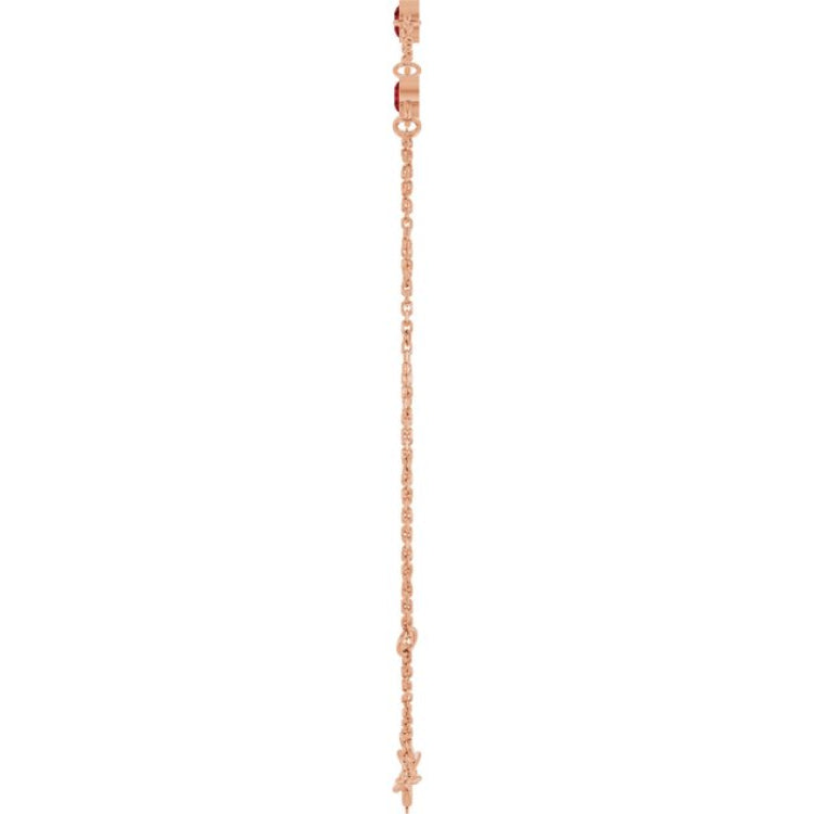 14K Rose Gold Natural Mozambique Garnet Bezel-Set Three-Stone 6 1/2-7 1/2" Bracelet