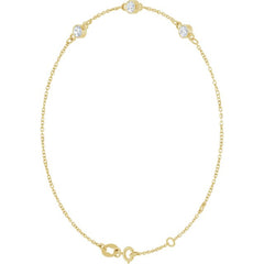 14K Yellow Gold 1/4 CTW Natural Diamond Bezel-Set Three-Stone 6 1/2-7 1/2" Bracelet