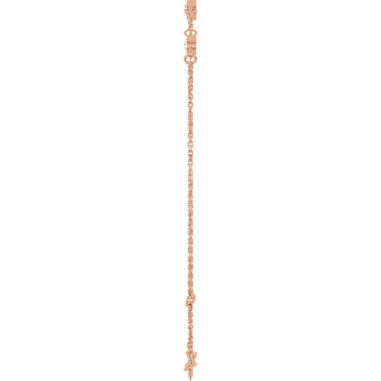 14K Rose Gold 1/3 CTW Lab-Grown Diamond Bezel-Set Three-Stone 6 1/2-7 1/2" Bracelet