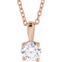 14K Rose Gold 1/2 CT Lab-Grown Diamond 18" Necklace