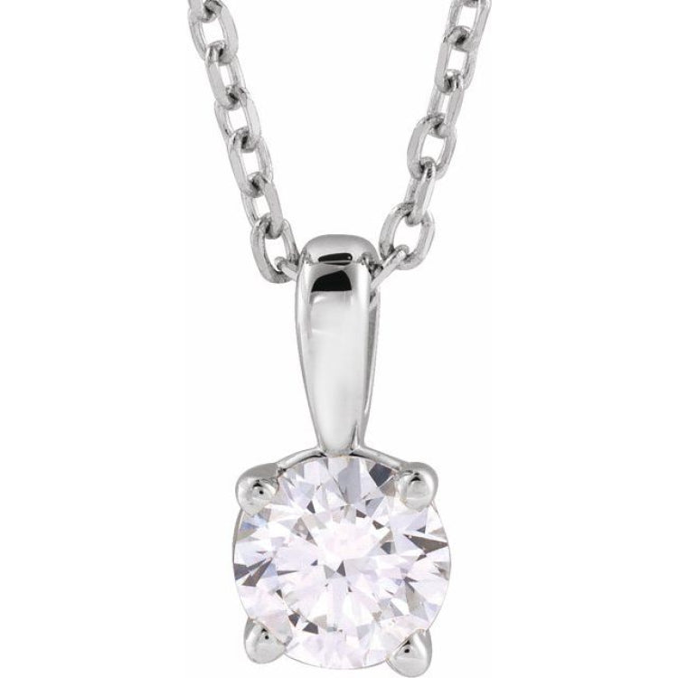 14K White Gold 3/4 CT Lab-Grown Diamond 18" Necklace