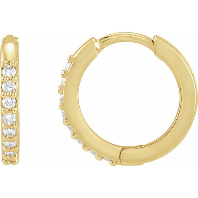 Platinum 1/3 CTW Lab-Grown Diamond Hinged 15 mm Hoop Earrings
