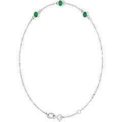 Sterling Silver Lab-Grown Emerald 6 1/2-7 1/2" Bracelet