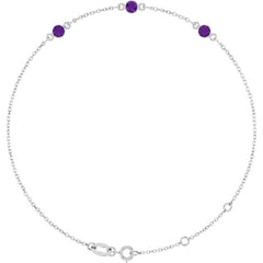 Sterling Silver Natural Amethyst 6 1/2-7 1/2" Bracelet