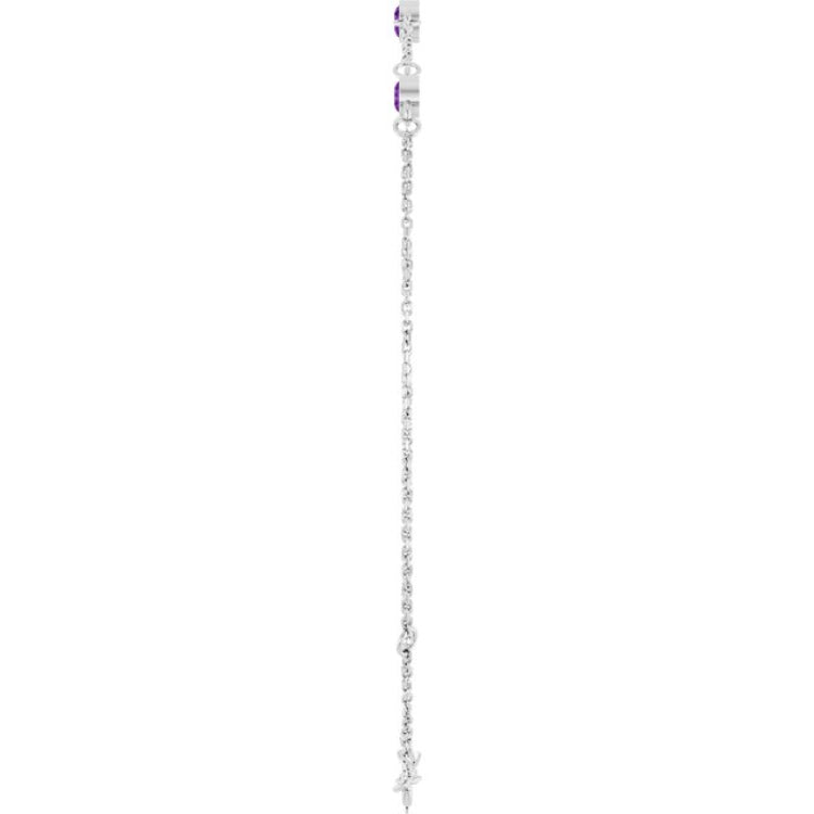 Sterling Silver Natural Amethyst 6 1/2-7 1/2" Bracelet