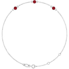 Sterling Silver Natural Ruby 6 1/2-7 1/2" Bracelet