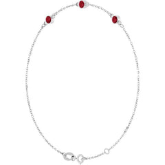 Sterling Silver Natural Ruby 6 1/2-7 1/2" Bracelet
