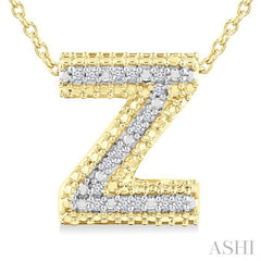 1/20 Ctw Bubble Accent Initial 'Z' Round Cut Diamond Fashion Pendant With Chain in Yellow Gold Vermeil