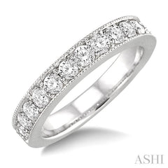1 Ctw Round Cut Diamond Wedding Band in 14K White Gold