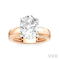 1/10 Ctw Oval Shape Round Cut Diamond Semi-Mount Engagement Ring in 14K Rose and White Gold
