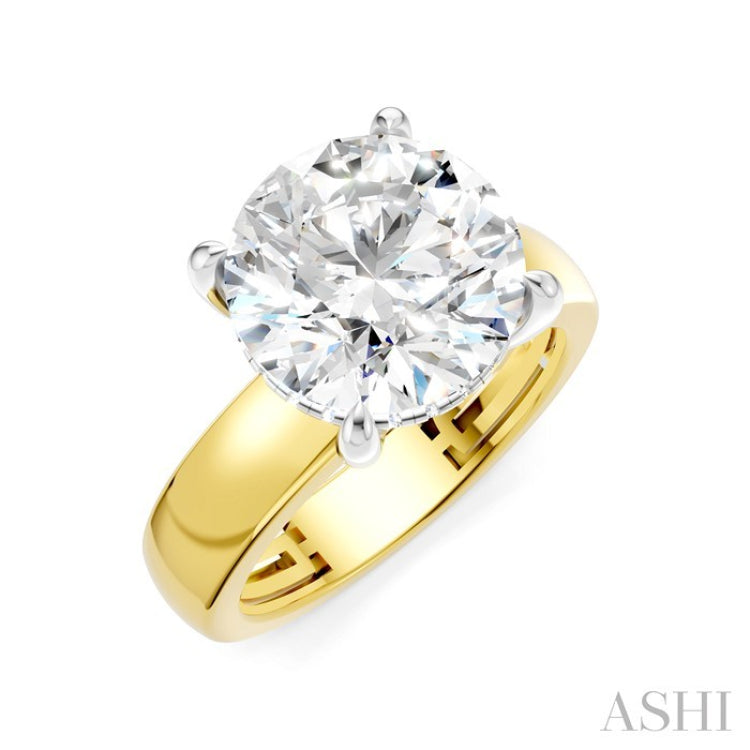 1/8 Ctw Round Shape Round Cut Diamond Semi-Mount Engagement Ring in 14K Yellow and White Gold