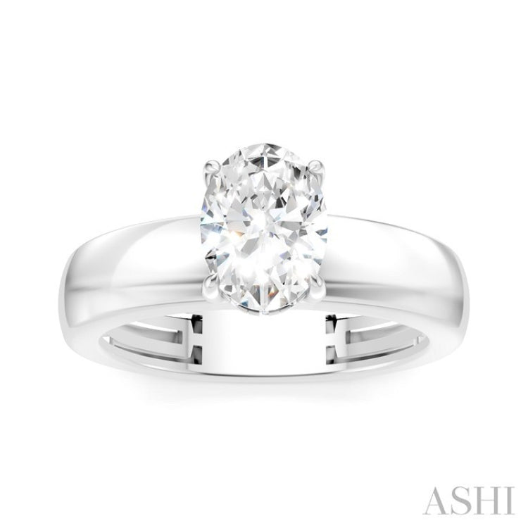 1/20 Ctw Oval Shape Round Cut Diamond Semi-Mount Engagement Ring in 14K White Gold