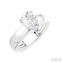 1/20 Ctw Pear Shape Round Cut Diamond Semi-Mount Engagement Ring in 14K White Gold