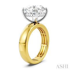 1/8 Ctw Round Shape Round Cut Diamond Semi-Mount Engagement Ring in 14K Yellow and White Gold