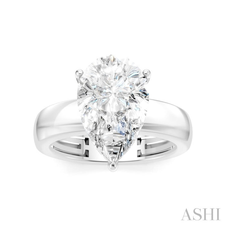 1/8 Ctw Pear Shape Round Cut Diamond Semi-Mount Engagement Ring in 14K White Gold