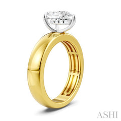 1/20 Ctw Pear Shape Round Cut Diamond Semi-Mount Engagement Ring in 14K Yellow and White Gold