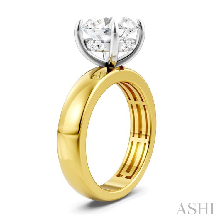 1/20 Ctw Round Shape Round Cut Diamond Semi-Mount Engagement Ring in 14K Yellow and White Gold