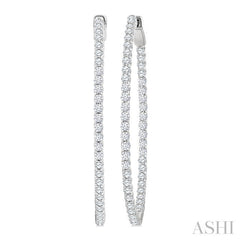 2 Ctw Inside-Out Round Cut Diamond 1/2-Inch Oval Hoop Earrings in 14K White Gold