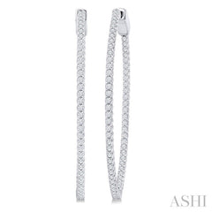 1 Ctw Inside-Out Round Cut Diamond 1/2-Inch Oval Hoop Earrings in 14K White Gold
