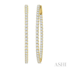3 Ctw Inside-Out Round Cut Diamond 1/2-Inch Oval Hoop Earrings in 14K Yellow Gold