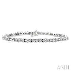 2 Ctw Square Shape Round Cut Diamond Tennis Bracelet in 18K White Gold