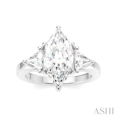 1/2 Ctw Marquise Shape Trillion and Round Cut Diamond Semi-Mount Engagement Ring in 14K White Gold