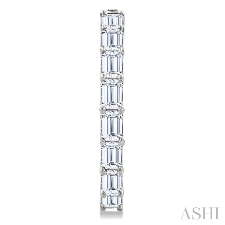 1 7/8 Ctw North-South Emerald Cut Diamond Fashion Hoop Earrings in 14K White Gold