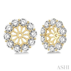 2 Ctw Round Cut Diamond Earrings Jacket in 14K Yellow Gold