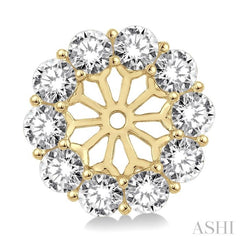 2 Ctw Round Cut Diamond Earrings Jacket in 14K Yellow Gold