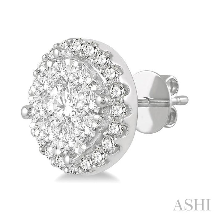 3/4 Ctw Lovebright Round Cut Diamond Stud Earrings in 14K White Gold