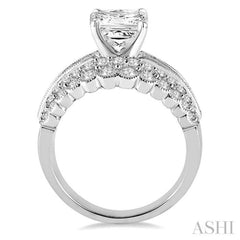 1 7/8 Ctw Diamond Semi-Mount Engagement Ring in 14K White Gold