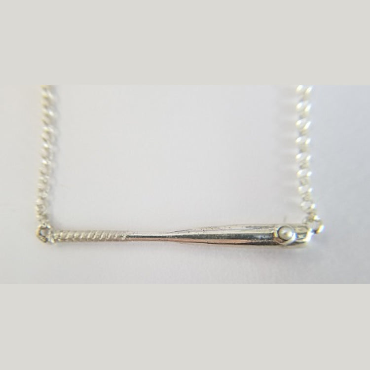 Custom sterling silver baseball bat pendant with a pearl accent.
