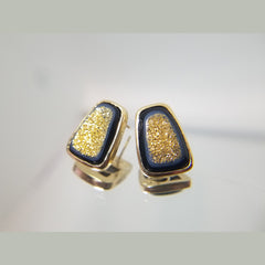 Unique as it gets! 14k yellow gold druzy earrings, custom made. 