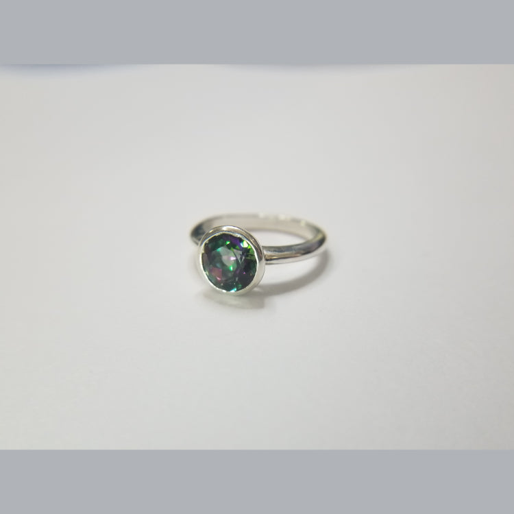 Custom Mystic Topaz and sterling silver ring