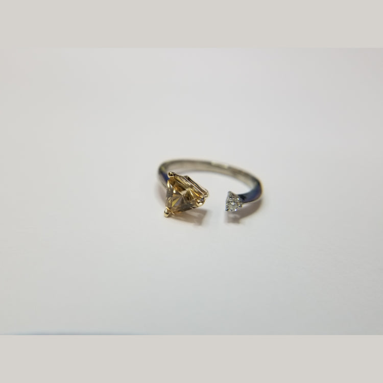 Custom champagne zircon and diamond ring
