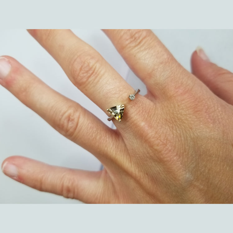 Custom champagne zircon and diamond ring