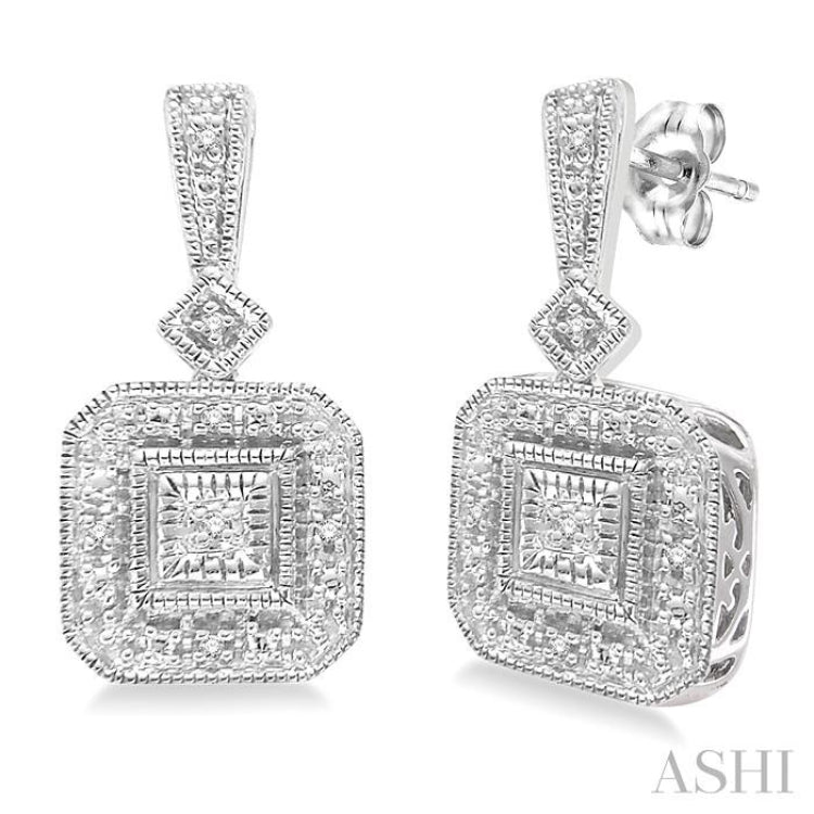 1/20 Ctw Round Cut Diamond Vintage Earrings in Sterling Silver