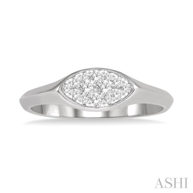 1/5 Ctw Marquise Shape Lovebright Round Cut Diamond Ring in 14K White Gold