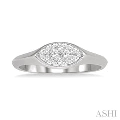 1/5 Ctw Marquise Shape Lovebright Round Cut Diamond Ring in 14K White Gold