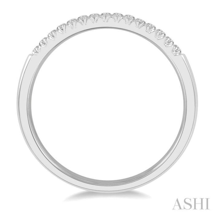 1/10 Ctw 15Stones Round Cut Diamond Wedding Band in 14K White Gold