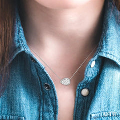 1/3 Ctw Pear Shape Round Cut Diamond Lovebright Pendant With Chain in 14K White Gold