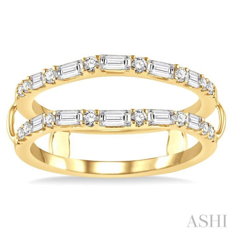 1/2 Ctw Baguette and Round Cut Diamond Insert Ring in 14K Yellow Gold