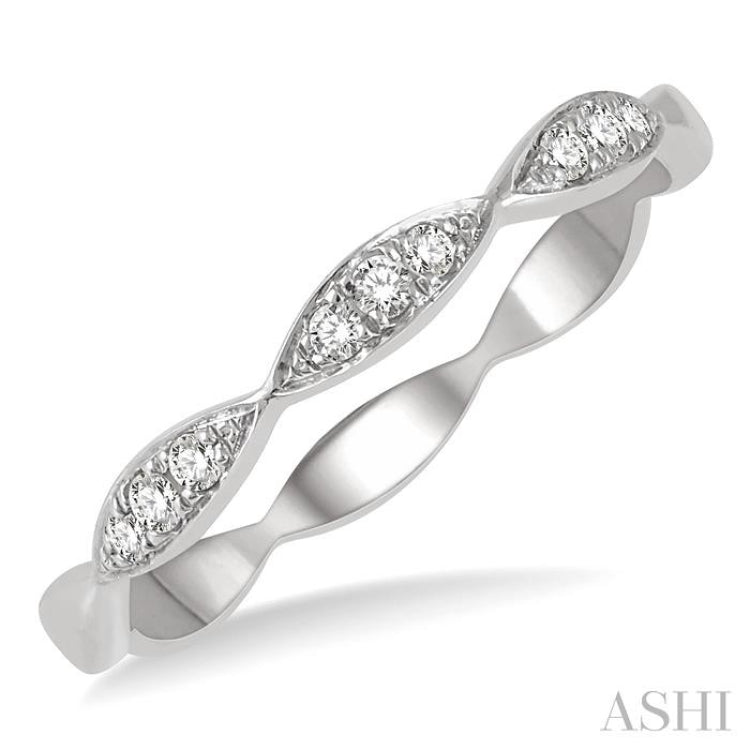 1/10 Ctw Marquise Lattice Round Cut Diamond Stackable Band in 14K White Gold