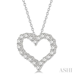 2 Ctw Heart Shape Round Cut Diamond Pendant With Chain in 14K White Gold