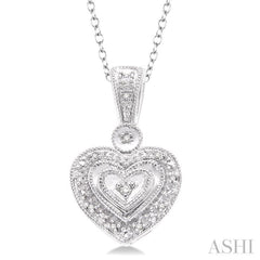 1/20 Ctw Heart Shape Round Cut Diamond Pendant in Sterling Silver with Chain