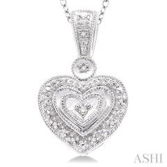 1/20 Ctw Heart Shape Round Cut Diamond Pendant in Sterling Silver with Chain