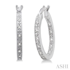 1/10 Ctw Round Cut Diamond Hoop Earrings in Sterling Silver