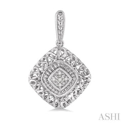 1/20 Ctw Cushion Shape Round Cut Diamond Earrings in Sterling Silver
