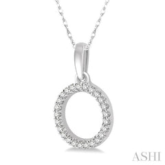 1/10 Ctw Hollow Cut Circle Round Cut Diamond Petite Pendant With Chain in 10K White Gold